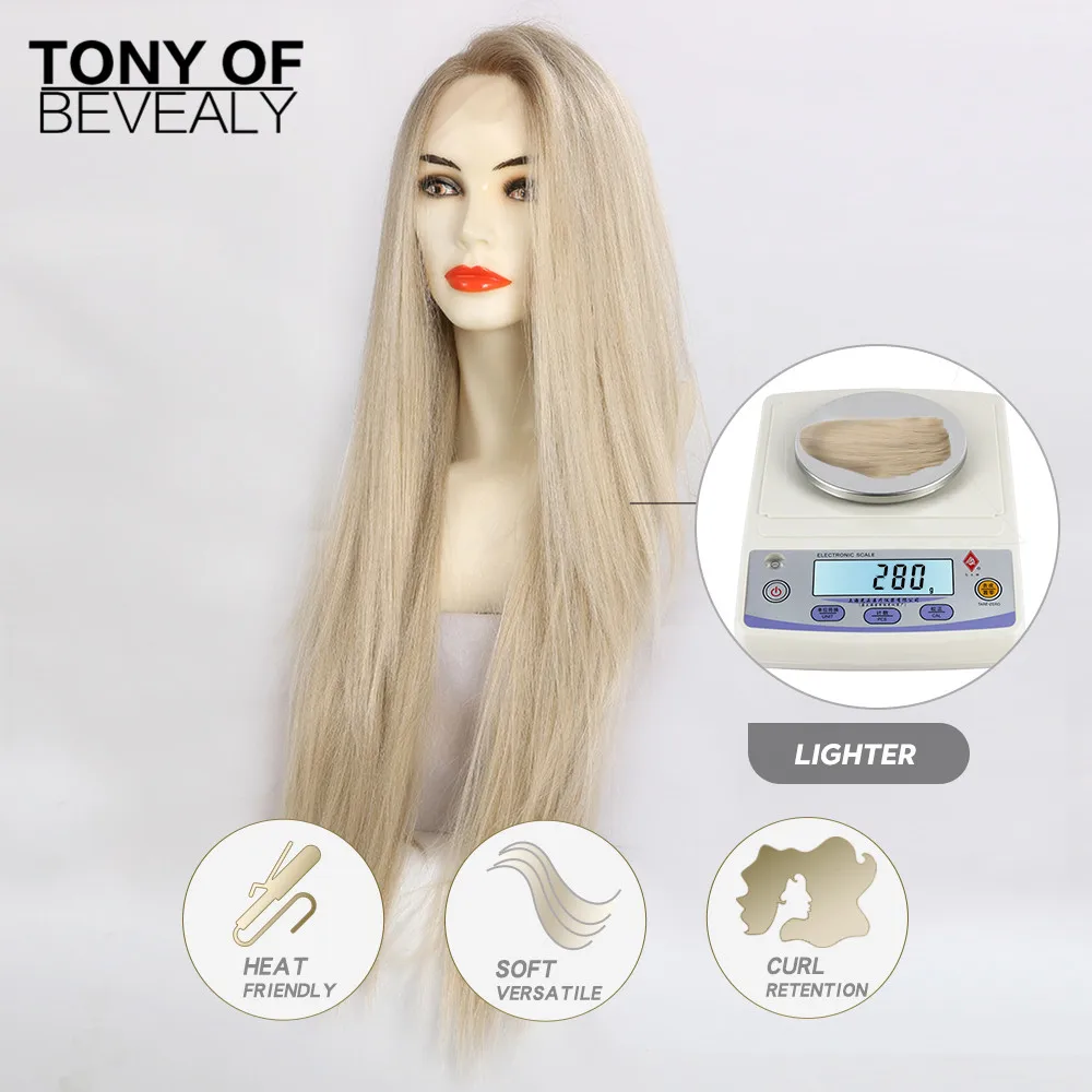 Парик длинный Синтетический прямой блонд на сетке спереди многослойные