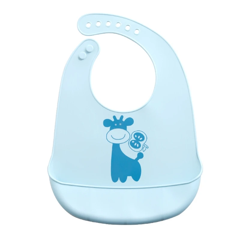 GXMB-babero impermeable de dibujos animados para beb&eacute;, delantal ajustable con bolsillo, de silicona, para alimentaci&oacute;n de reci&eacute;n nacido-1