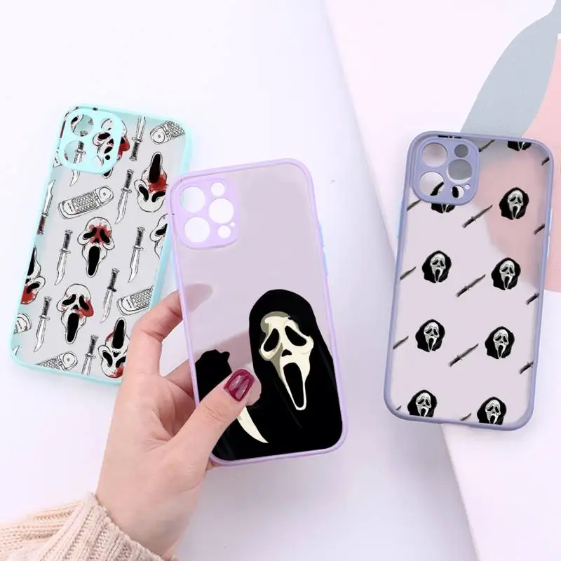 

Ghostface Phone Case For iPhone 13 12 11 Mini Pro XR XS Max 7 8 Plus X Matte transparent Purple Back Cover