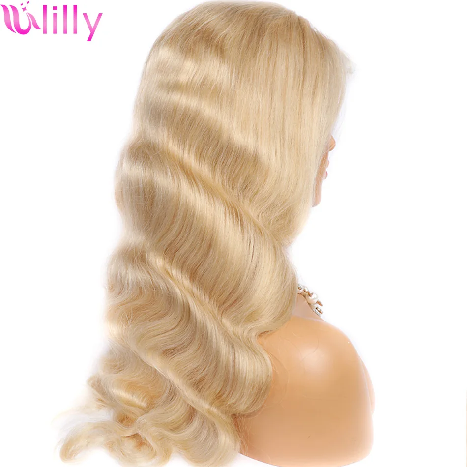 

18-28 Inch 613 Blonde Colored Lace Frontal Wigs 13x4 Transparent Lace Front Wigs Body Wave Remy Human Hair Wigs For Women