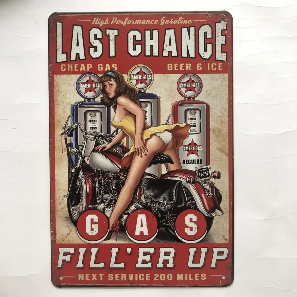 

[Luckyaboy] Wholesale Pinup Tyre Service Hot Rod Garage Vintage Metal Retro Tin Sign Bar Cafe Garage Home Decor