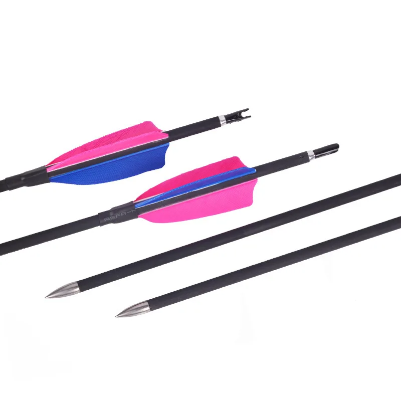 

33 Inches Carbon Arrows Spine 800 OD 6 MM Arrows for Compound/Recurve Bow Outdoor Hunting Archery Shooting