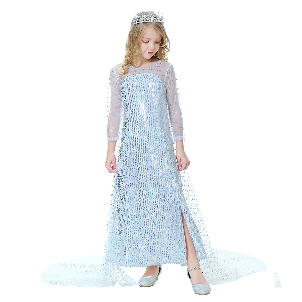 

Nna Elsa Dress 2 Cosplay Costume Kid Dres for Girs EKids Carnival Birthday Party Dress Toddler Girls Princess Sequined Dress