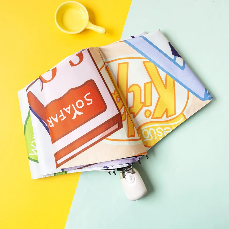 

New Full-Automatic Sunny Umbrella Dual-use Female Cute Small Portable Folding Sunshade Sunscreen Anti-ultraviolet Sun Umbrella