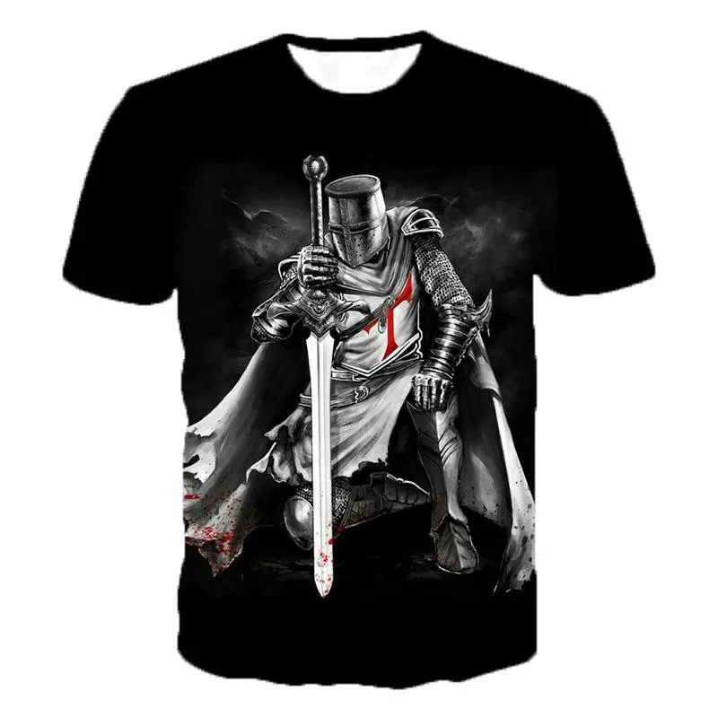 

2021Knight Templar 3d printing T-shirt for men and women couples fashion casual tee hip hop Harajuku street top