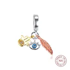 Браслет Пандора из серебра 925 пробы, с изображением глаз и перо