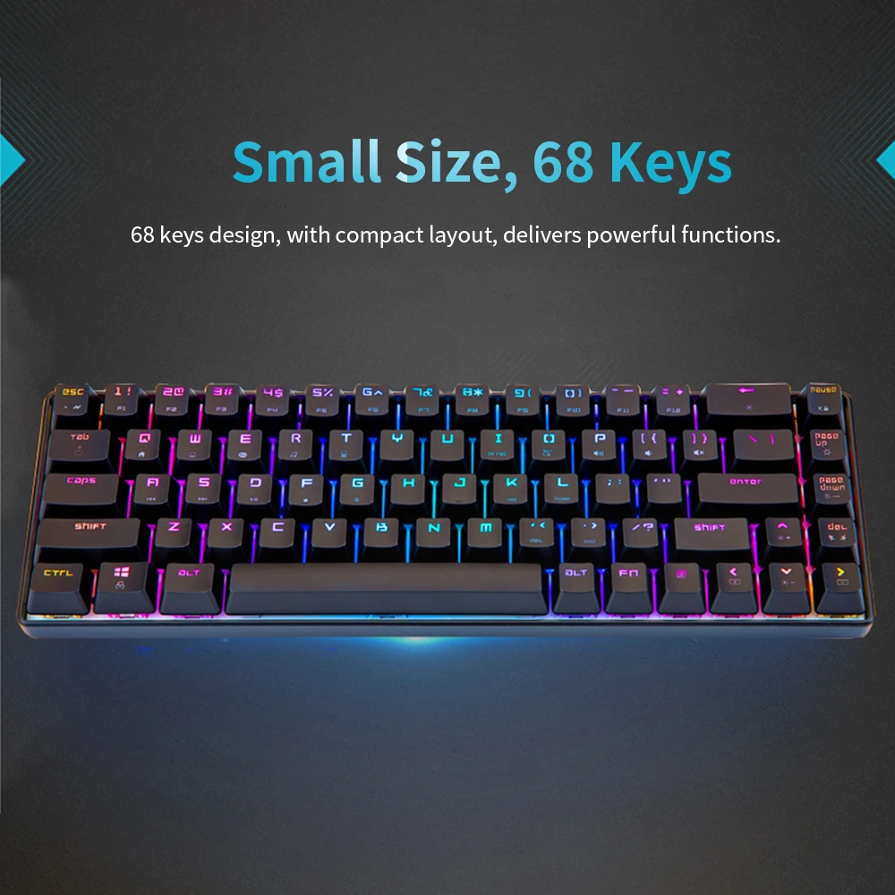 Игровая клавиатура Magic-Refiner MK14 RGB с подсветкой 68 клавиш металлическая панель