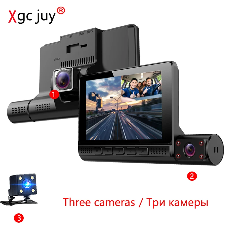 Xgc juy 1080P три камеры s Автомобильный видеорегистратор 4 0 ''сенсорный экран Dash