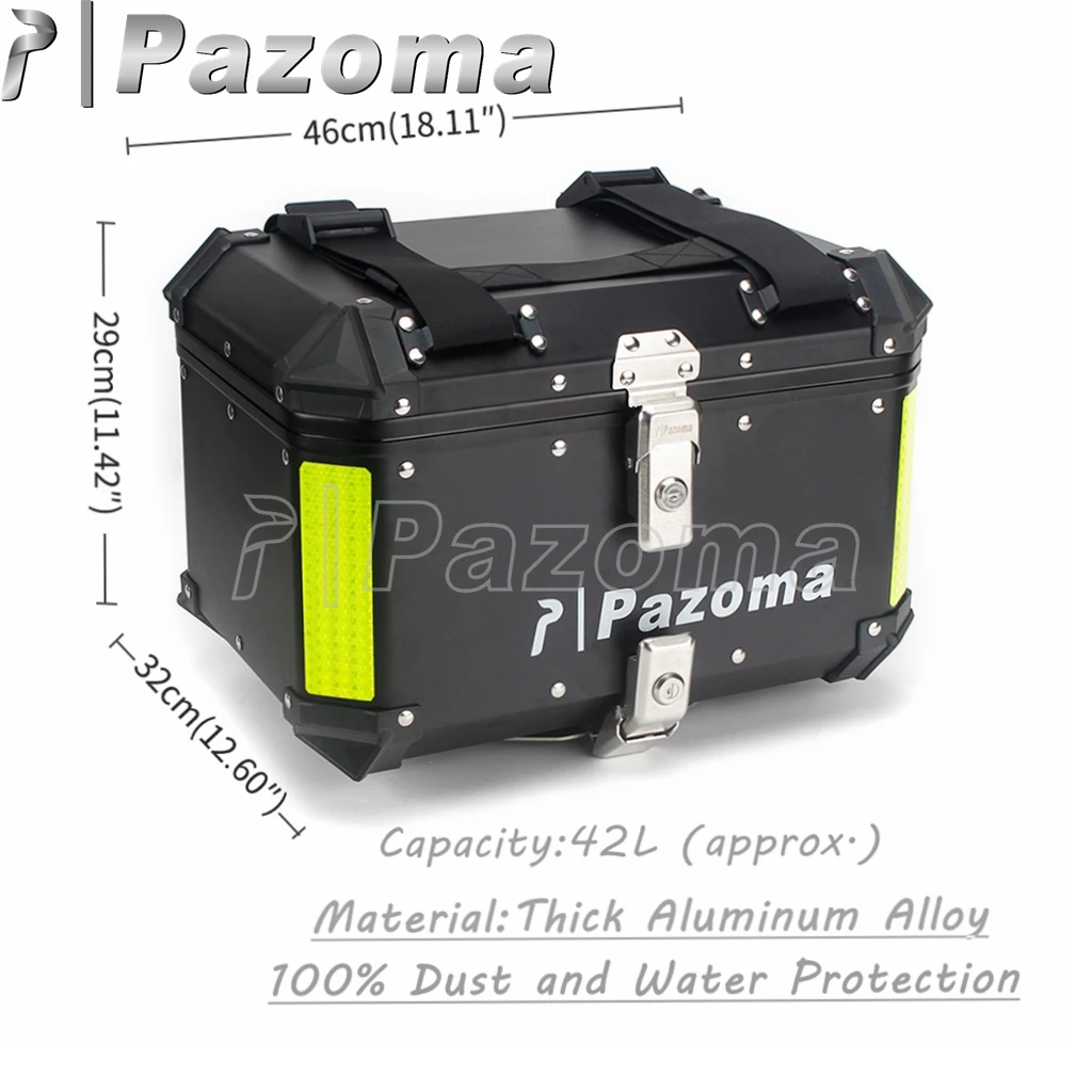 للبيع 42L دراجة نارية صندوق علوي علبة سبائك الألومنيوم مقاوم للماء دراجة نارية الخلفي تخزين الجذع ل هارلي هوندا سوزوكي كاواساكي ياماها فيسبا