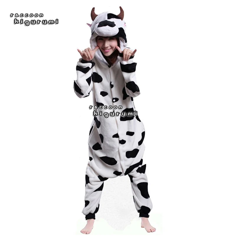 

Animal Cow Christmas Woman Fleece Onesie Kids Unicorn Winter Halloween Cartoon Unisex Cosplay Pajama Raccoon Kigurumi Adult