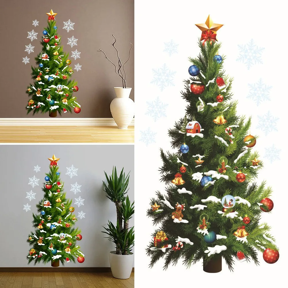 

Christmas Grass Wall Stickers Xmas Tree Star Decals Party Art Decor Navidad Xmas Tree Hanging Home Room Decoration 2022