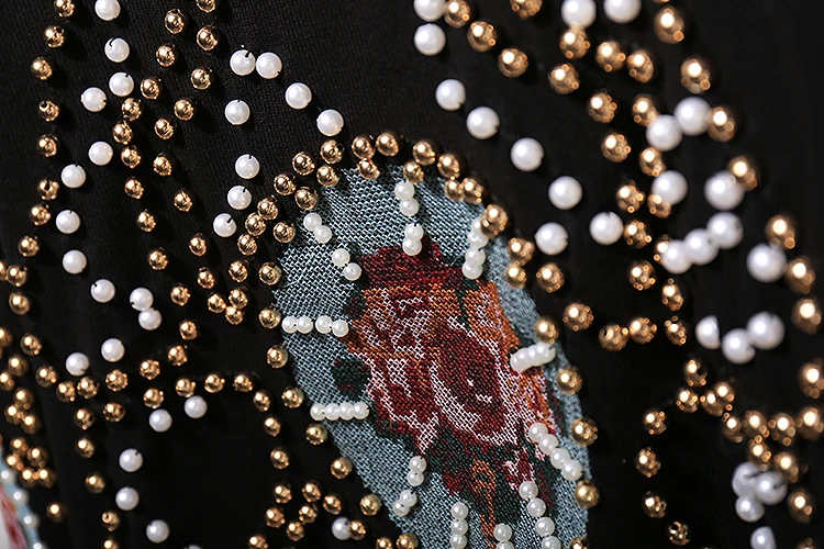 Женский костюм ручной работы с вышивкой бисером вязаные свитера и брюки