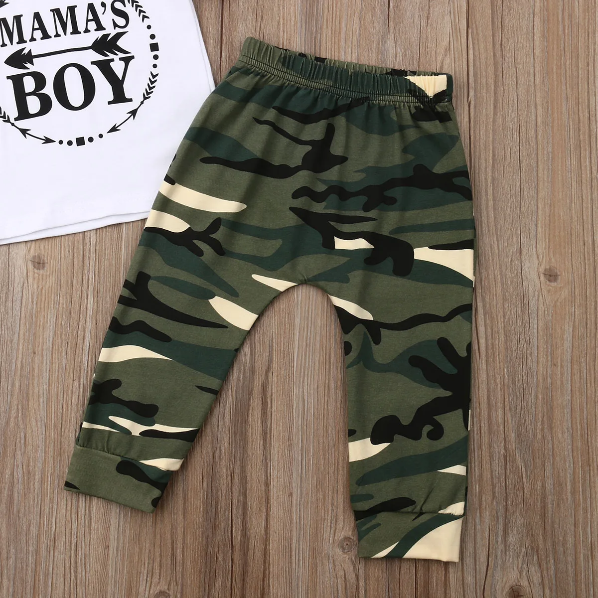 Pudcoco 2pcs Infant Toddler Baby Boys Top Short Sleeve White T-shirt + Camo Pants Trousers Outfit Boy Summer Casual Clothes |