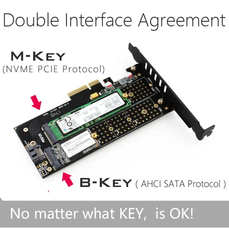 m 2 nvme адаптер ngff для pcie3 0 ssd dual add on card sata3 с охлаж