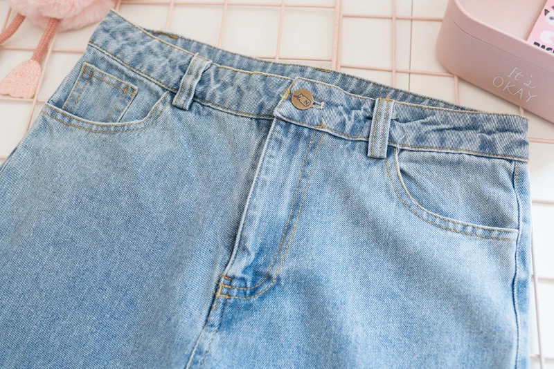 Женские джинсы с принтом животных прямые светильник голубые брюки кошками и