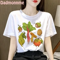 cartoon funny vegetables cute print goth clothing women t shirt aesthetics graphic white short sleeve polyester womens t shirt
