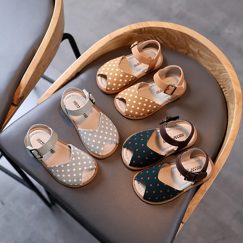 

Summer New Female Baby Sandals Children's Soft Bottom Beaks Children Shoes Wholesale Cute Polka Dot