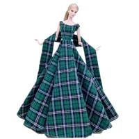 16 bjd doll clothes fashion dark green plaided princess wedding dresses gown for barbie clothes outfit 11 5 dolls accessories