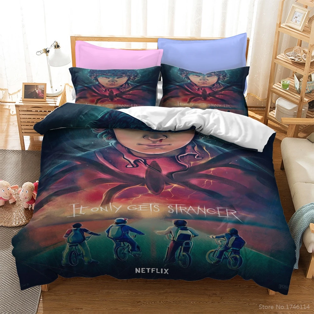

Hot Horror Movie Stranger Things 3D Bedding Set Queen King Size Comforter Cover with Pillowcase Set Duvet Cover Set Home Textile