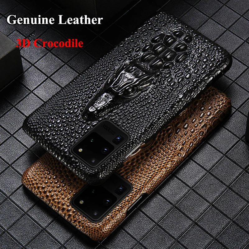 for samsung galaxy s21 ultra note 20 10 s20 fe plus s10 a52 a72 m51 case genuine leather 3d crocodile texture hard cover funda free global shipping