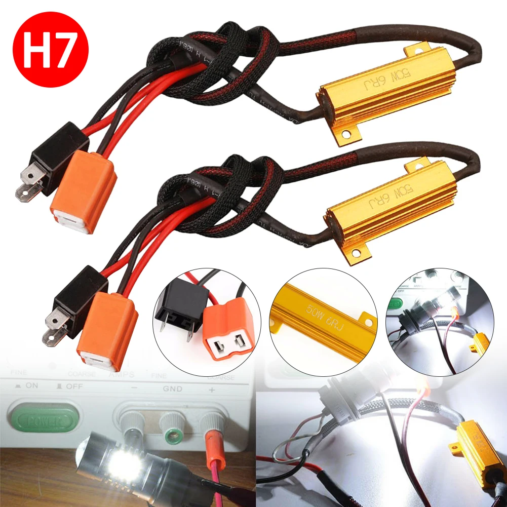 

2X H7 50W 6Ω LED Canbus Load Resistor Warning Canceler Decoder Light Error Free
