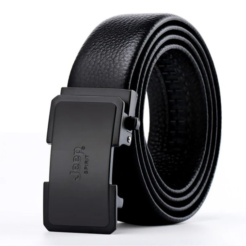 Genuine Leather Business Casual Men's Belt High-Grade Alloy Automatic Buckle Luxury Cowhide Lychee Pattern All-Match Pants Gift