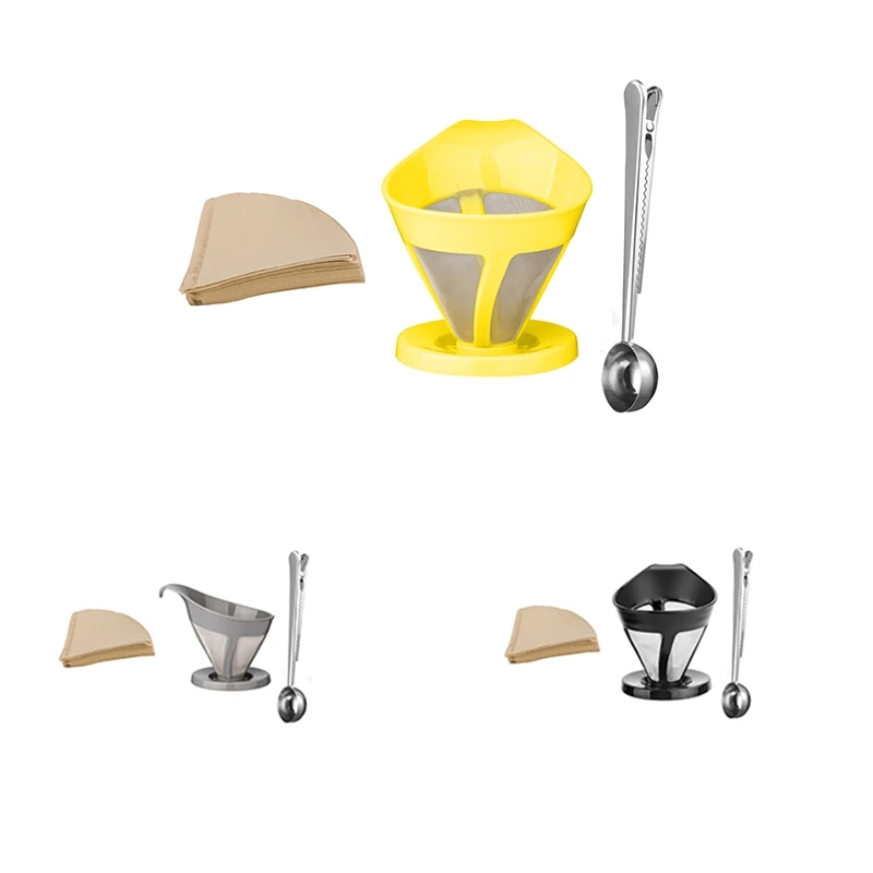 

Reusable Single-Cup Pour over Coffee Brewer Coffee Dripper with Disposible Paper Filter Grinder Tool