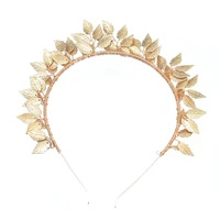 new traditional hand woven shiny copper wire leaf gold plated bridal headdress headband trendy wedding jewelry accessories