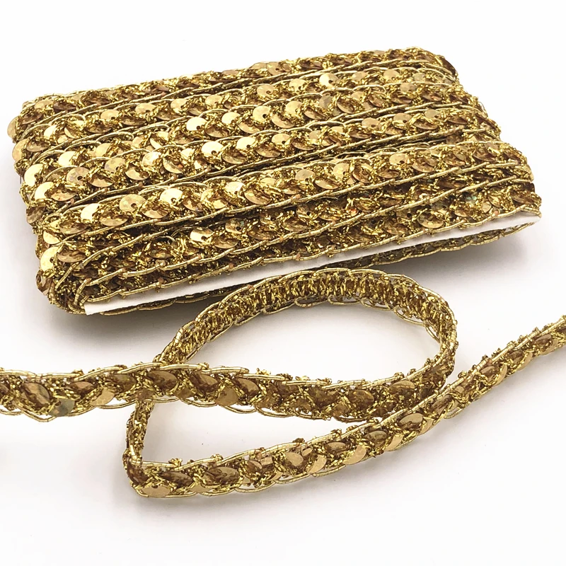 10 ярдов 1 см золотистые/Серебристые блестки кружевные украшения для дома