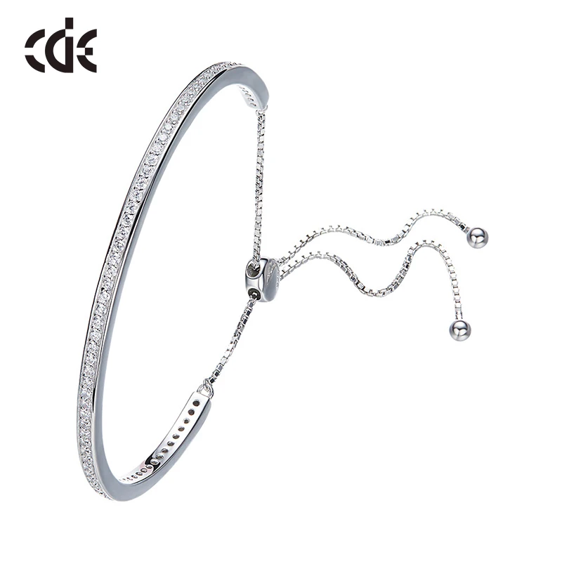 CDE Embellished with crystals Bracelet Bangle Woman Zircon 925 Sterling Silver Fine Jewelry Elegant Chic Bijous