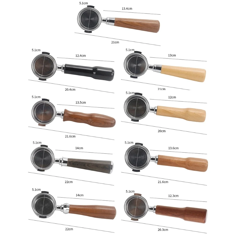 

51mm Alloy Coffee Machine Filter Holder Bottomless Portafilter with Wooden/Plastic Handle Professional Accessory Dropship