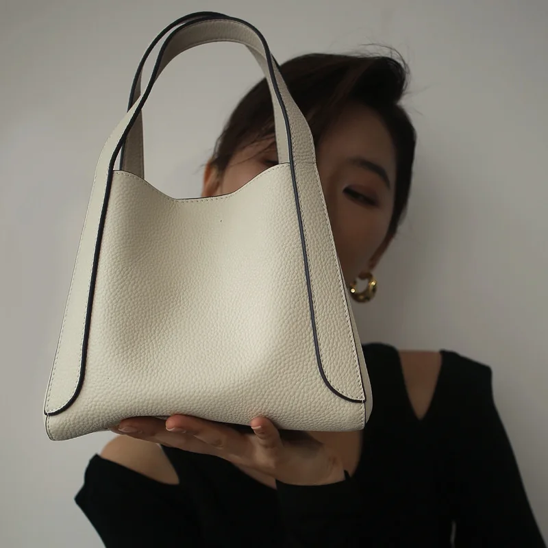 

Genuine Leather Handbags New Trend Top Layer Cowhide Bucket Bag Messenger Bag Fashion Bag Lady Shoulder Bag Loui Vuitton