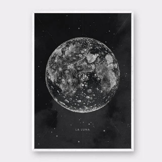 Винтаж полнолуние Nordic художественный постер картина Художественная печать