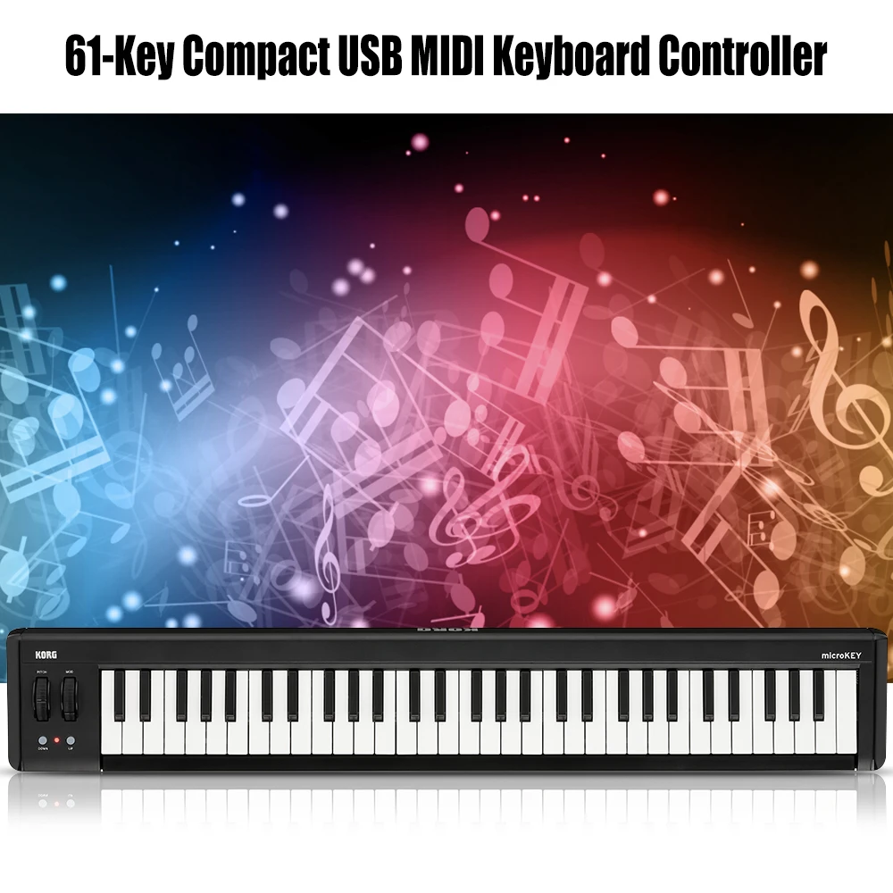 

KORG microKEY2-61 61-Key Compact USB MIDI Keyboard Controller USB Powered for iOS phone iOS pad Mac Windows Computer