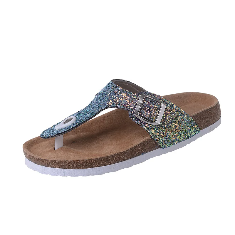 Шлепанцы для мужчин и женщин пляжная обувь легкие сланцы блестящие пайетки