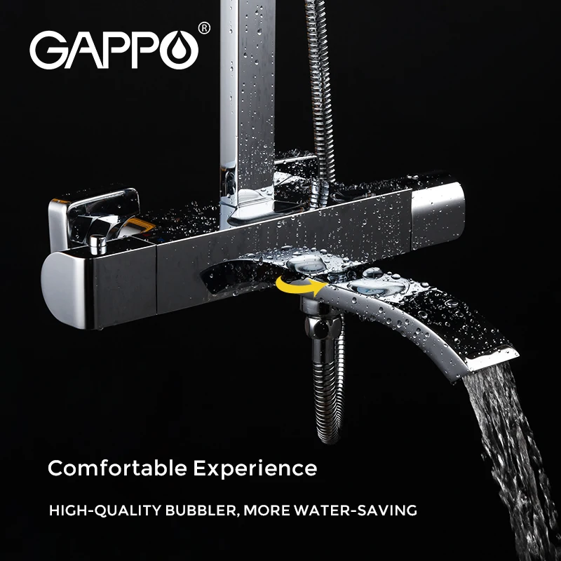 gappo thermostatic shower sets bathroom shower faucet brass basin faucet waterfall bathtub shower system thermostatic mixer free global shipping