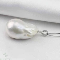 15 26mm white baroque pearl pendant gift flawless jewelry irregular wedding party cultured natural aurora