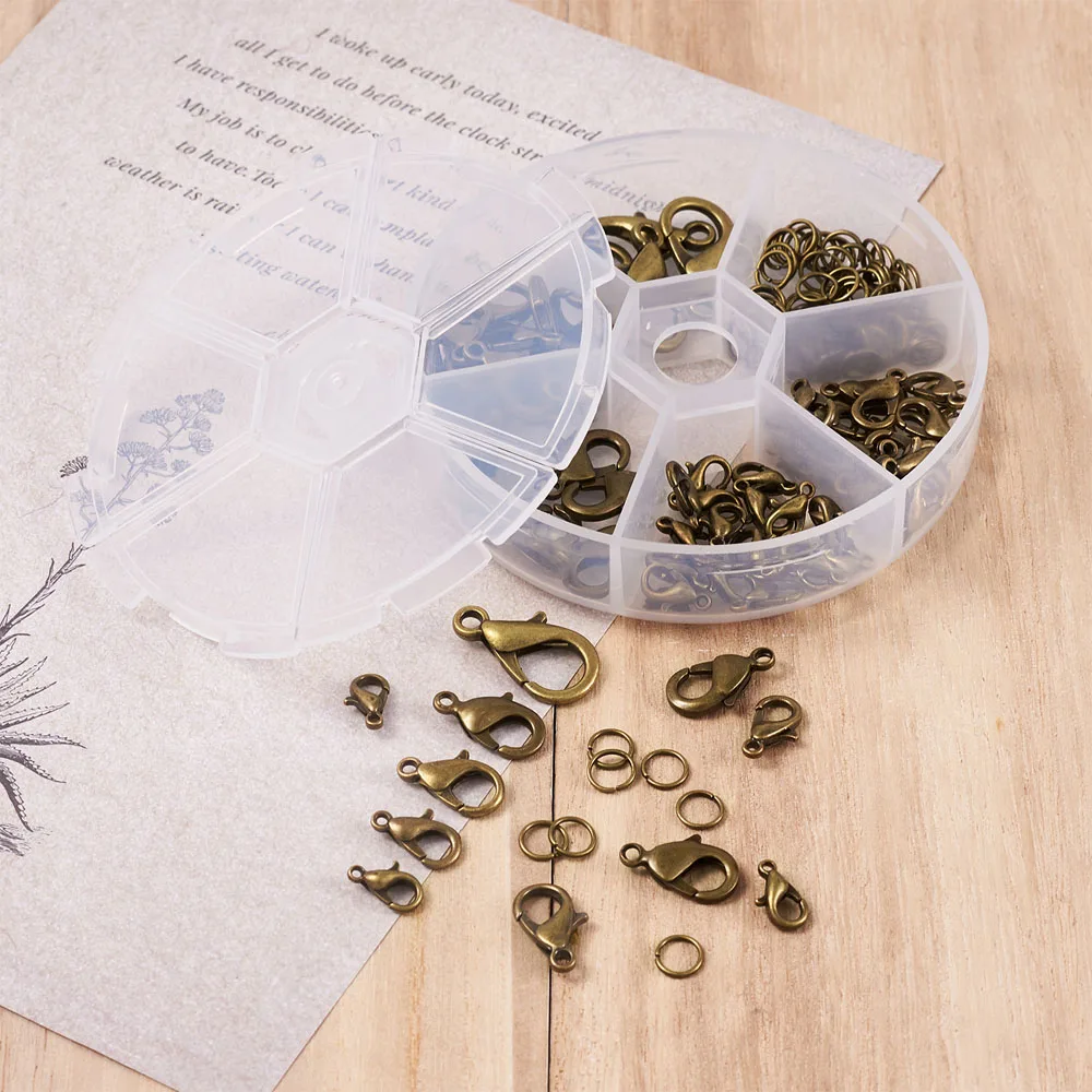 1 коробка застежки и Колечки с карабином из сплава | Украшения аксессуары