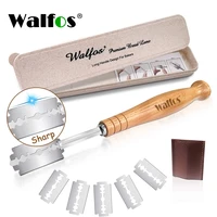 walfos bread curved cutter blades wood handle baking knife tools for western baguette french toast cutter bagel arc curved knife