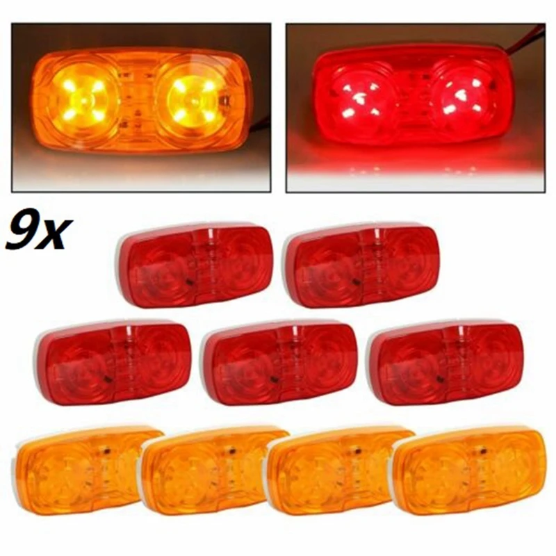 9X желтый + красный светодиод для кемпера наружные огни автофургона прицепа
