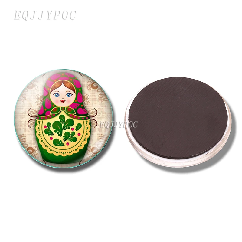 Русская кукла магнит на холодильник Babushka Матрешка мультфильм 1 шт. стекло кабошон холодильник магнитные наклейки украшения - Цвет: as shown