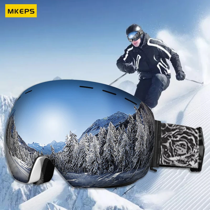 

MKEPS Snowboard Ski Goggles Over Glasses Frameless Detachable Lens 100% UV Protection Snow Goggles For Men Women Adult Youth