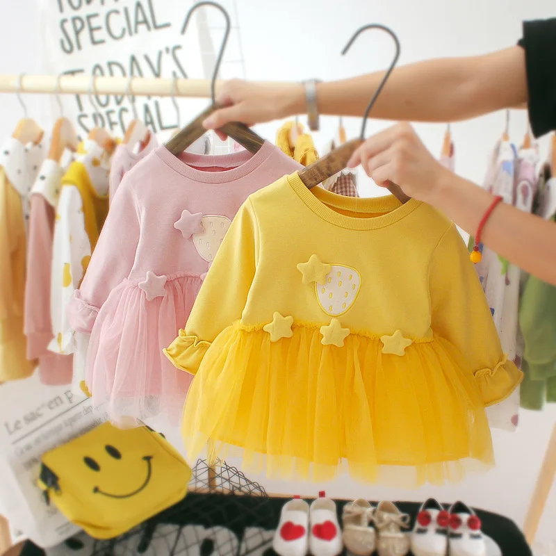 Baby Girls Tutu Dress Toddler Long Sleeve Princess Tulle Vestidos Infant Fashion Spring Autumn Clothing