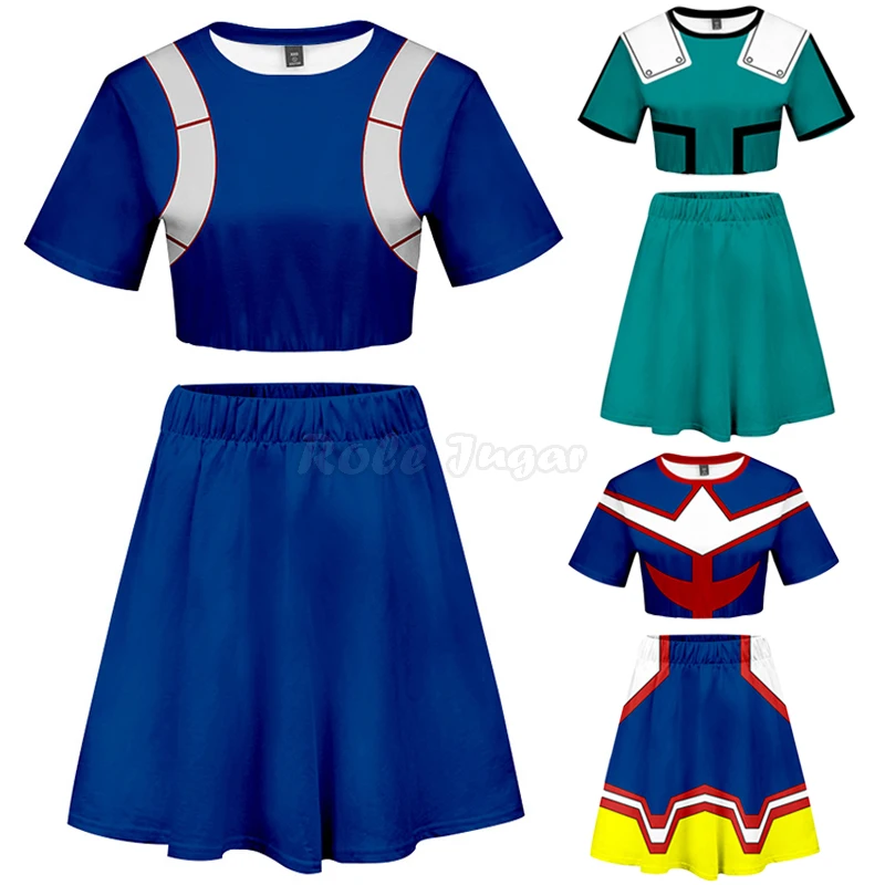 

Boku No Hero Academia My Hero Academia Midoriya Izuku Asui Tsuyu Todoroki Shoto Cosplay Costume Girls 3D Print Top+Skirt C31M294