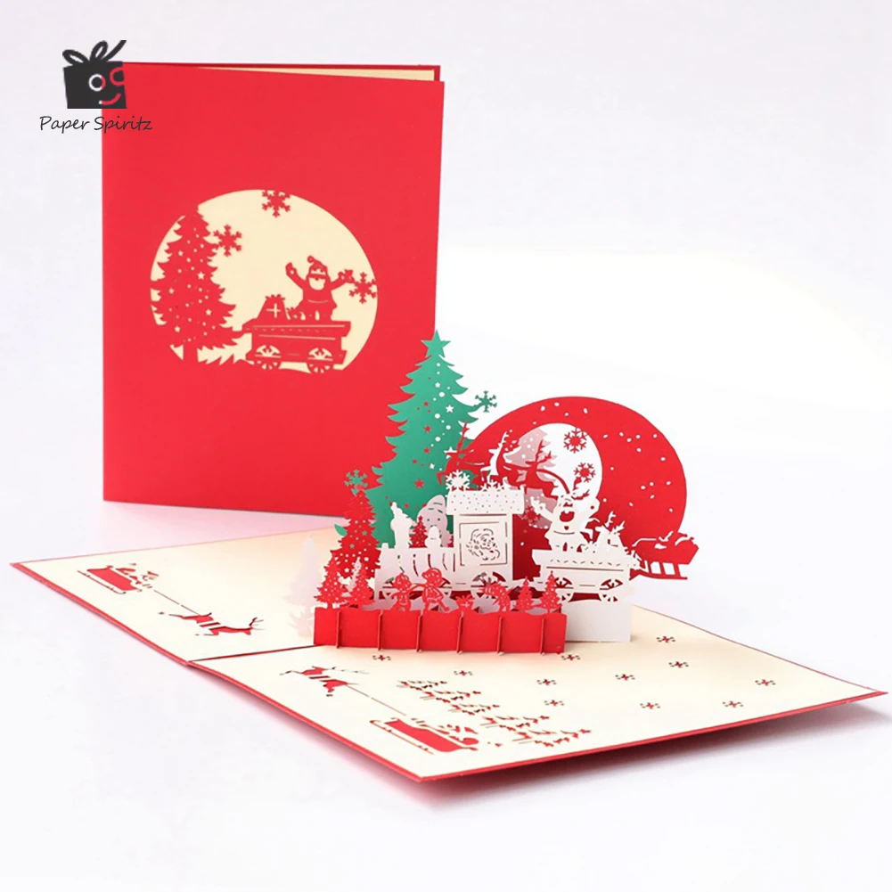 

3D Pop UP Santa Cards Marry Christmas Greeting Cards Party Invitations Gifts New Year Greeting Card Anniversary Gifts Postcard