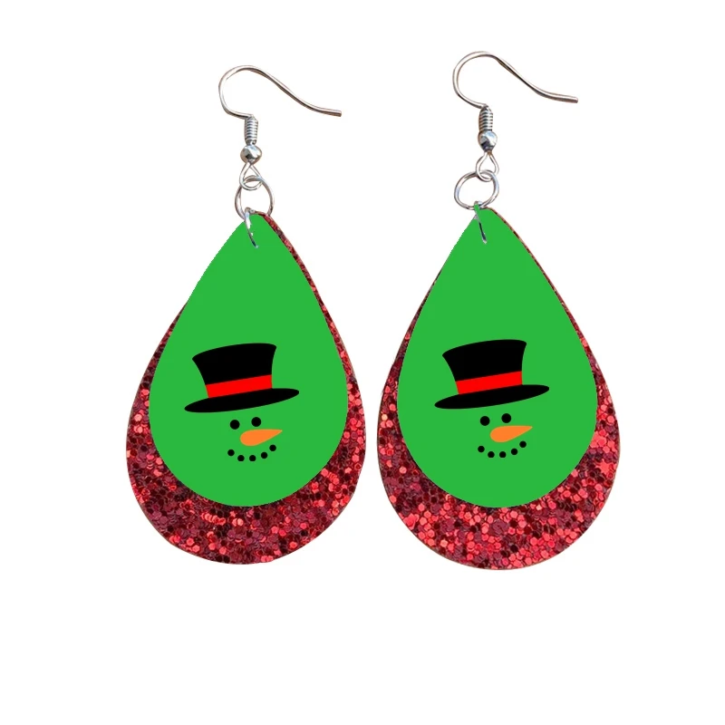 Серьги из искусственной кожи со снеговиком и пугающими лицами подарок на Новый
