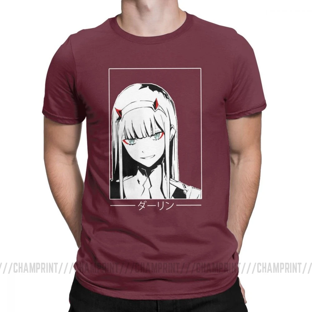 Бургундия Крутая футболка Zero Two Darling In The Franxx Movie, футболка для мужчин, хлопок, футболки смешного размера плюс, топы, Новое поступление одежда - Цвет: Бургундия