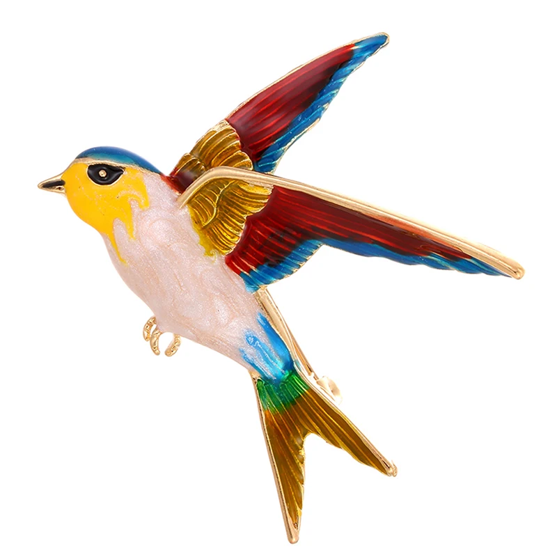 Красочные эмалированные Броши с ласточкой в форме животного птица булавка для
