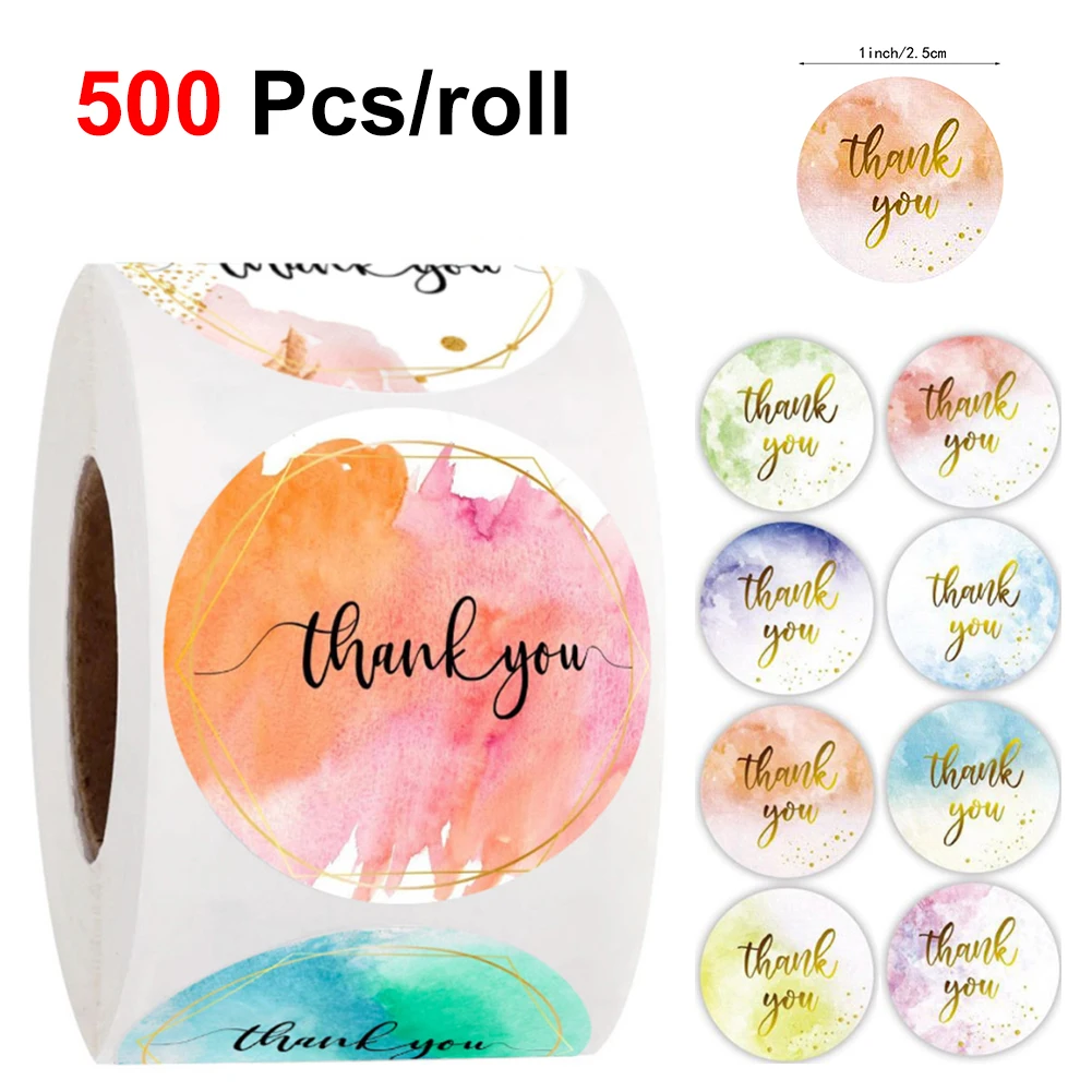 

Wholesale 1 Inch Thank You Stickers & Label Round Color Thank You Sticker Roll Holiday Gift for Party & Holiday DIY Decorations