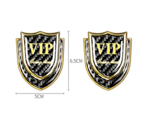

2x 3D Gold Carbon Fiber Metal VIP Club Luxury Auto Trunk Rear Fender Emblems Badge Decal Sticker Car Accessories